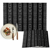 Placemats Set of 6, Black Boho Place Mats Bohemian Style Stripes Tablemats Washable Placemat Table Decoration for Kitchen Table Dinner Party Home Decor Indoor Outdoor 13x19 Inch