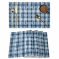 thumbnail image 1 of Placemats Set of 6, Blue Plaid Woven Placemat, Linen Place Mats for Kitchen/Dining Tables, Modern Simple Watercolor Buffalo Lattice Washable Table Mats for Party, 1 of 8