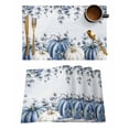 thumbnail image 1 of Placemats Set of 6, Blue White Pumpkin Woven Placemat, Linen Place Mats for Kitchen/Dining Tables, Fall Thanksgiving Eucalyptus Coastal Washable Table Mats for Party, 1 of 8