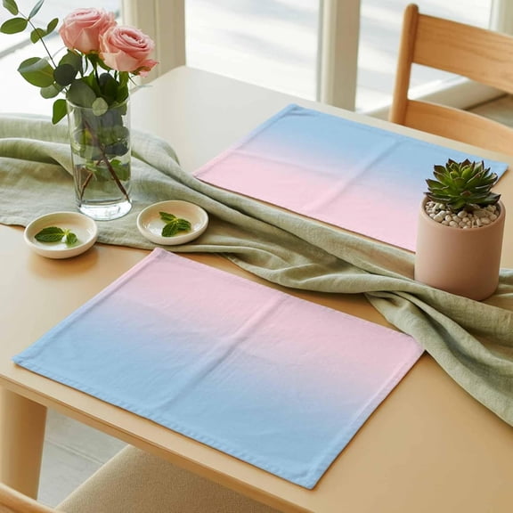 Placemats Set of 6, Color Ombre Art Placemats for Dining Table, Pink Blue Gradient Spill Proof Washable Place Mats Heatproof Table Mats for Kitchen,Dining Room