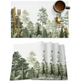thumbnail image 1 of Placemats Set of 6, Cotton Linen Heat Table Mats Non-Slip Washable Green Pine Tree Forest Watercolor Hand Drawn Placemat for Holiday Banquet Dining Kitchen Table Decor, 1 of 6