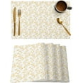 thumbnail image 1 of Placemats Set of 6, Cotton Linen Heat Table Mats Non-Slip Washable Lemon Yellow Floral Vine Texture Placemat for Holiday Banquet Dining Kitchen Table Decor, 1 of 6