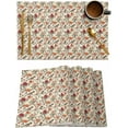thumbnail image 1 of Placemats Set of 6, Cotton Linen Heat Table Mats Non-Slip Washable Retro Flowers Roses Leaves Birds Placemat for Holiday Banquet Dining Kitchen Table Decor, 1 of 6