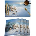 thumbnail image 1 of Placemats Set of 6, Cotton Linen Heat Table Mats Non-Slip Washable Winter Sea Snow Starfish Shell Pine Needle Placemat for Holiday Banquet Dining Kitchen Table Decor, 1 of 5