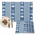 thumbnail image 1 of Placemats Set of 6, Dark Blue Stripes Shell Place Mats Ocean Starfish Jellyfish Coral Tablemats Washable Placemat Table Decoration for Kitchen Table Dinner Party Home Decor Indoor Outdoor 13x19 Inch, 1 of 9