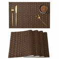 thumbnail image 1 of Placemats Set of 6, Dark Brown Rattan Woven Placemat, Linen Place Mats for Kitchen/Dining Tables, Vintage Abstract Wicker Texture Washable Table Mats for Party, 1 of 8