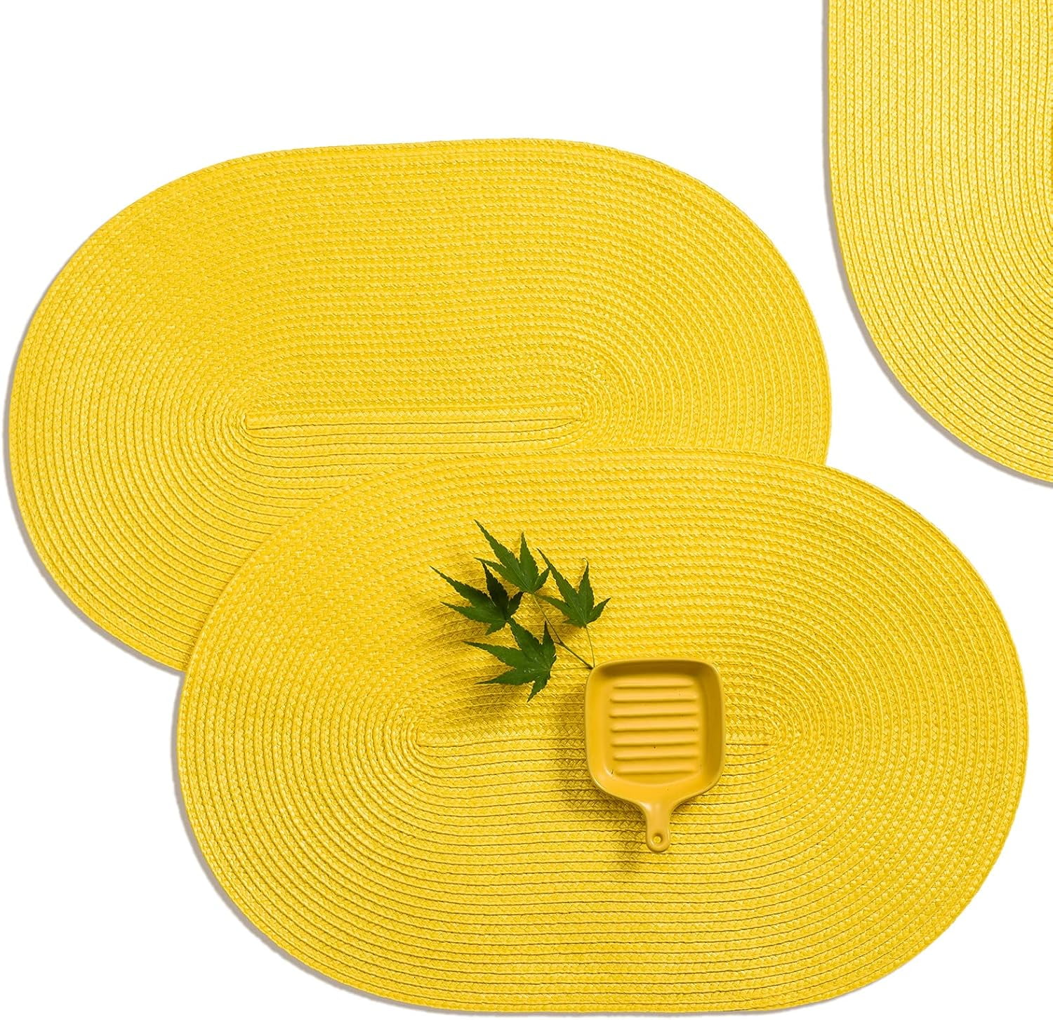 Placemats Set of 6 for Dining Table Washable Woven Vinyl Non-Slip 18x12 ...