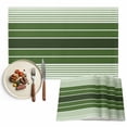 thumbnail image 1 of Placemats Set of 6, Forest Green Stripes Place Mats Gradient Striped Tablemats Washable Placemat Table Decoration for Kitchen Table Dinner Party Home Decor Indoor Outdoor 13x19 Inch, 1 of 9