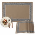 thumbnail image 1 of Placemats Set of 6, Geometric Greek Key Design Place Mats Brown Tablemats Washable Placemat Table Decoration for Kitchen Table Dinner Party Home Decor Indoor Outdoor 13x19 Inch, 1 of 9