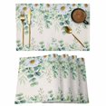 thumbnail image 1 of Placemats Set of 6, Green Eucalyptus Leaves Woven Placemat, Linen Place Mats for Kitchen/Dining Tables, Spring Daily Flowers Botanical Linen Washable Table Mats for Party, 1 of 8