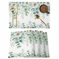 thumbnail image 1 of Placemats Set of 6, Green Eucalyptus Leaves Woven Placemat, Linen Place Mats for Kitchen/Dining Tables, Summer Botanical Daisy Floral Washable Table Mats for Party, 1 of 8