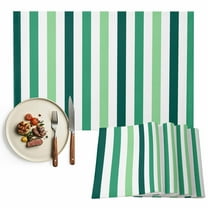 Placemats Set of 6, Green Striped Place Mats Lines Stripes Tablemats Washable Placemat Table Decoration for Kitchen Table Dinner Party Home Decor Indoor Outdoor 13x19 Inch