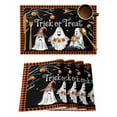 thumbnail image 1 of Placemats Set of 6 Halloween Ghost Horror Boo Pumpkin Orange Plaid Trick Or Treat Heat Insulation Washable Place Mats, Rustic Non-Slip Table Mats for Dining Table Party Kitchen Decor,13x19 Inch, 1 of 4