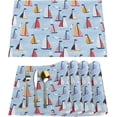 thumbnail image 1 of Placemats Set of 6 Marine Cartoon Sailing Bird Fabric Placemats Square Placemat for Kitchen Table Heat Resistant, Easy to Clean Table Placemats 12x18 Inch, 1 of 6