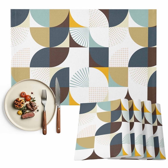 Placemats Set of 6, Modern Art Geometric Place Mats Abstract Mid Century Tablemats Washable Placemat Table Decoration for Kitchen Table Dinner Party Home Decor Indoor Outdoor 13x19 Inch