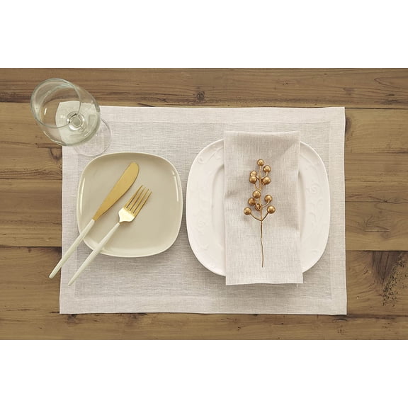 Placemats Set of 6 Natural Linen for Farmhouse Kitchen Decor, Round 15 Inch or Rectangular 11.8x17.7 Inch, Machine Washable Place Mats for Dinner Table