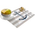 thumbnail image 1 of Placemats Set of 6,Non Slip Washable Table Mats Set, Nautical Anchor Beige and White Striped Table Placemats for Kitchen Dining Table,Wedding Holiday Party Decoration, 1 of 5