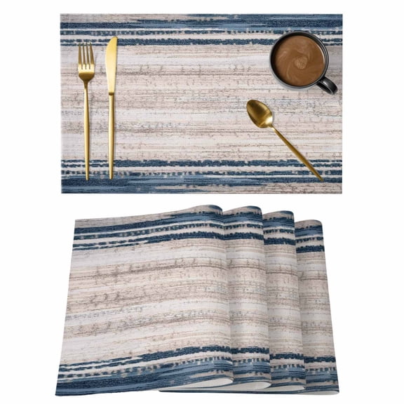 Placemats Set of 6 Ombre off White Blue Non-Slip Place Mat Abstract Art Table Mats Washable Stain-Resistant Tablemats for Party/Dining Room/Kitchen Decorations