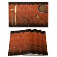 thumbnail image 1 of Placemats Set of 6, Orange Geometric Woven Placemat, Linen Place Mats for Kitchen/Dining Tables, Ombre Modern Abstract Art Washable Table Mats for Party, 1 of 8