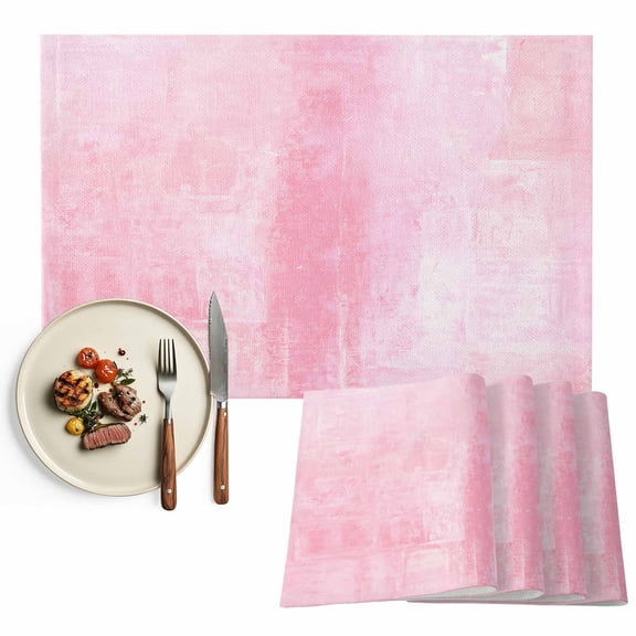 Placemats Set of 6, Pink Paint Place Mats Abstract Art Graffiti Tablemats Washable Placemat Table Decoration for Kitchen Table Dinner Party Home Decor Indoor Outdoor 13x19 Inch
