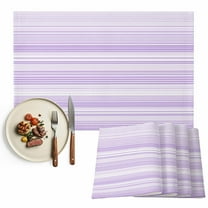Placemats Set of 6, Purple Stripes Place Mats Classic Striped Lines Tablemats Washable Placemat Table Decoration for Kitchen Table Dinner Party Home Decor Indoor Outdoor 13x19 Inch