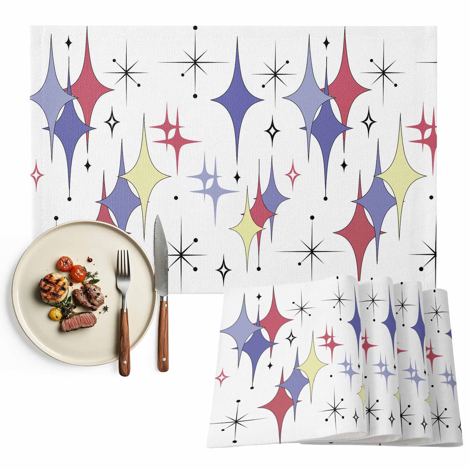 Placemats Set of 6, Purple Yellow Pink Diamond Place Mats Modern ...