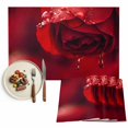 thumbnail image 1 of Placemats Set of 6, Red Rose Place Mats Nature Water Drops Tablemats Washable Placemat Table Decoration for Kitchen Table Dinner Party Home Decor Indoor Outdoor 13x19 Inch, 1 of 9