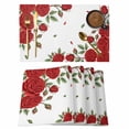 thumbnail image 1 of Placemats Set of 6, Red Roses Valentine's Day Woven Placemat, Linen Place Mats for Kitchen/Dining Tables, Romantic Spring Floral Washable Table Mats for Party, 1 of 8