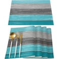 thumbnail image 1 of Placemats Set of 6, Retro Rustic Barn Wood Texture Polyester Stain Resistant Table Mats Washable Placemat Decoration for Kitchen Dining Table Ombre Aqua Blue Gray, 1 of 6