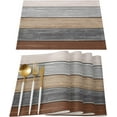 thumbnail image 1 of Placemats Set of 6, Retro Rustic Barn Wood Texture Polyester Stain Resistant Table Mats Washable Placemat Decoration for Kitchen Dining Table Ombre Ground Color Brown Grey, 1 of 6