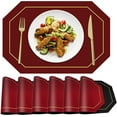 Placemats Set of 6 Reversible Faux Leather Design Placemats Placemats