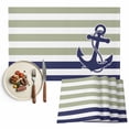 thumbnail image 1 of Placemats Set of 6, Sage Green Stripes Place Mats Navy Blue Nautical Anchor Tablemats Washable Placemat Table Decoration for Kitchen Table Dinner Party Home Decor Indoor Outdoor 13x19 Inch, 1 of 9