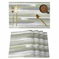thumbnail image 1 of Placemats Set of 6, Sage Green Woven Placemat, Linen Place Mats for Kitchen/Dining Tables, Modern Abstract Grey Striped Art Washable Table Mats for Party, 1 of 8