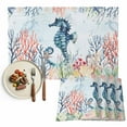 thumbnail image 1 of Placemats Set of 6, Seahorse Place Mats Ocean Marine Life Starfish Jellyfish Coral Seaweed Tablemats Placemat Table Decoration for Kitchen Table Dinner Party Home Decor Indoor Outdoor 13x19 Inch, 1 of 9