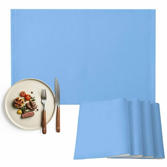 Placemats Set of 6, Skyblue Pattern Place Mats Pure Colour Tablemats Washable Placemat Table Decoration for Kitchen Table Dinner Party Home Decor Indoor Outdoor 13x19 Inch