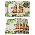 thumbnail image 1 of Placemats Set of 6, St. Patrick's Day Woven Placemat, Linen Place Mats for Kitchen/Dining Tables, Green Gnomes Lucky Shamrocks Vintage Washable Table Mats for Party, 1 of 8