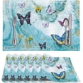 thumbnail image 1 of Placemats Set of 6, Stain Scratch Resistant Heat Resistant Mats Multi-use PVC Weave Table Mats for Dining Room Kitchen Table Home Decoration, Butterfly Blue Marble, 1 of 6