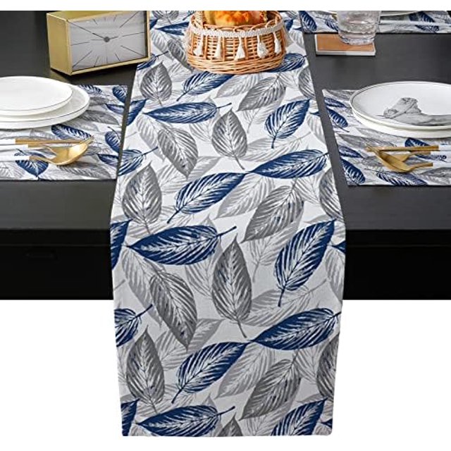 Placemats Set of 6 and Table Runner Abstract Marble Black Gray Gold Non