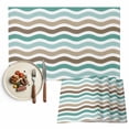 thumbnail image 1 of Placemats Set of 6, Teal Brown Stripe Waves Place Mats Lines Striped Tablemats Washable Placemat Table Decoration for Kitchen Table Dinner Party Home Decor Indoor Outdoor 13x19 Inch, 1 of 9