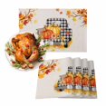Placemats Set of 6 Thanksgiving Black Buffalo Plaid Pumpkin Maple Leaf