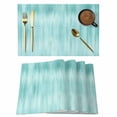 thumbnail image 1 of Placemats Set of 6, Turquoise Woven Placemat, Linen Place Mats for Kitchen/Dining Tables, Modern Abstract Art Ombre Striped Washable Table Mats for Party, 1 of 8