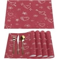 thumbnail image 1 of Placemats Set of 6 Valentine''s Day Love Flower Arrow Fabric Placemats Square Placemat for Kitchen Table Heat Resistant, Easy to Clean Table Placemats 12x18 Inch, 1 of 5