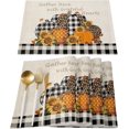 thumbnail image 1 of Placemats Set of 6 Washable,Autumn Pumpkin Sunflowers Placemat for Dining Table Decorations, Heat-Proof Table Mats for Kitchen Dinner Banquet Black and White Buffalo Plaids, 1 of 6