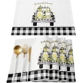 thumbnail image 1 of Placemats Set of 6 Washable,Black Buffalo Check Lemon Truck Gnome Placemat for Dining Table Decorations, Heat-Proof Table Mats for Kitchen Dinner Banquet Rustic Wood, 1 of 6