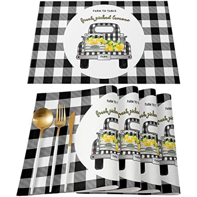 Placemats Set of 6 Washable Farm Sweet Farm Placemat for Dining Table