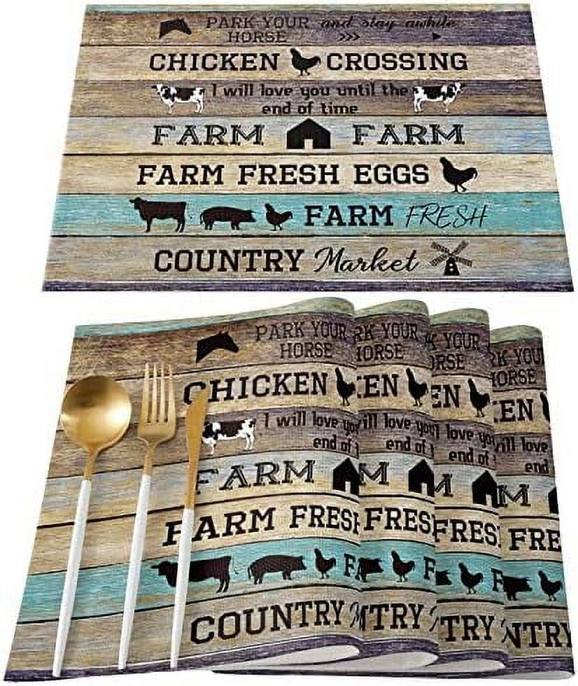 Placemats Set of 6 Washable Farm Sweet Farm Placemat for Dining Table ...