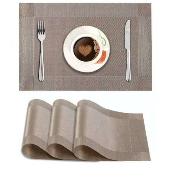 Placemats Set of 6, Washable Indoor/Outdoor Vinyl Table Mats, PVC Weave Heat-Resistant Place Mats for Dining Table, 17.71x11.81in Non-Slip Placemats, Easy to Clean Table Mats