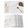 thumbnail image 1 of Placemats Set of 6, White Golden Marble Woven Placemat, Linen Place Mats for Kitchen/Dining Tables, Modern Abstract Art Elegant Washable Table Mats for Party, 1 of 8