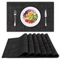 thumbnail image 1 of Placemats Set of 6, Woven Placemats for Dining Table, Heat-Resistant Placemats Stain Resistant Anti-Skid Washable PVC Table Mats, Vinyl Placemats for Kitchen Restaurant Table,Black, 1 of 7