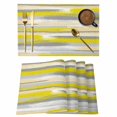 thumbnail image 1 of Placemats Set of 6, Yellow Gray Stripes Woven Placemat, Linen Place Mats for Kitchen/Dining Tables, Watercolor Modern Abstract Minimalist Washable Table Mats for Party, 1 of 8